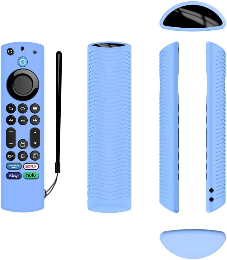 FiiMan Voice Remote Cover, Silicone Remote Case Compatible with Insignia Firetv Omni Series or TV 4-Series, Lightweight Anti Slip Shockproof Remote Cover Case with Lanyard (Blue Glow) - Image 4